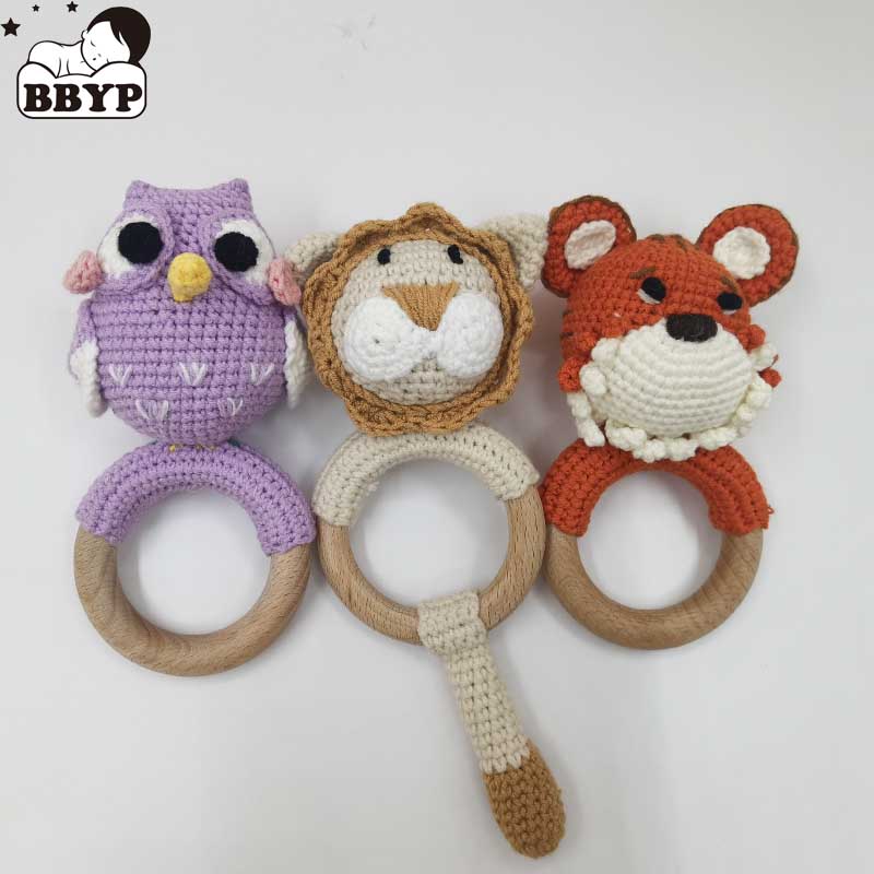 1PC 토끼 호랑이 사자 크로 셰 뜨개질 딸랑이 팔찌  - Baby Products Photos 리뷰 및 가격