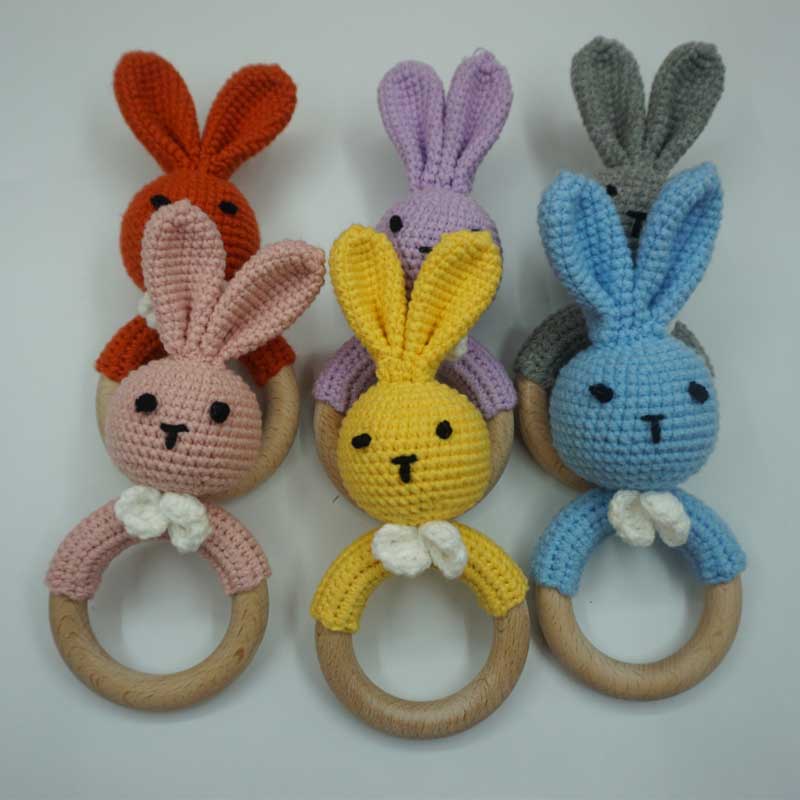1PC 토끼 호랑이 사자 크로 셰 뜨개질 딸랑이 팔찌  - Baby Products Photos 리뷰 및 가격